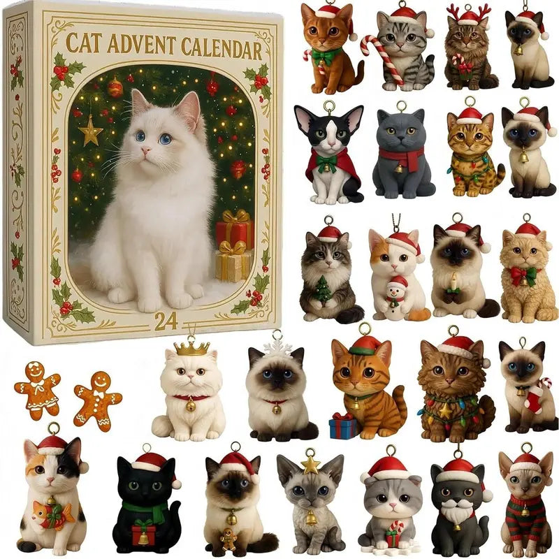 Schnurrmas™ - adventskalender gevuld met 24 feestelijke kattenfiguren